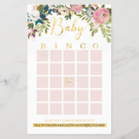 Floral Boho Chic Baby Shower Bingo Game