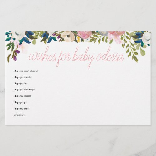 Floral Boho Chic Baby Shower Game Wishes for Baby