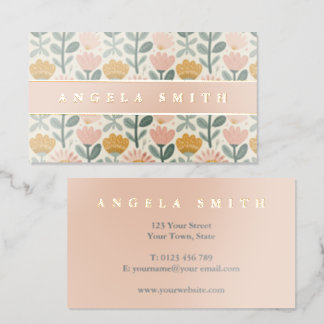 Floral Boho Chic Foil Spot Gloss Business Cards