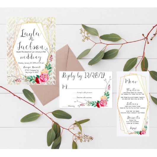 Floral Boho Chic Wedding Invitation (Top)