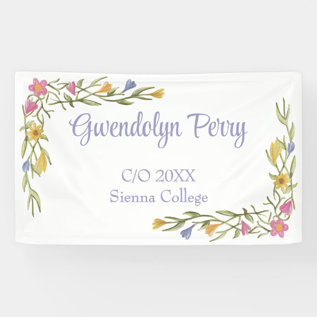 Floral Boho College Graduation Party Banner (Horizontal)