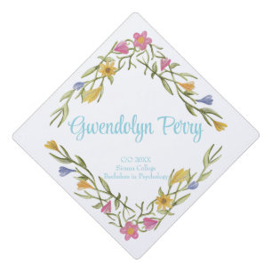 Floral Boho College Graduation Party  Cap Topper