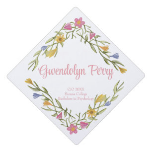 Floral Boho College Graduation Party Cap Topper