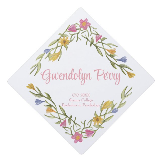 Floral Boho College Graduation Party  Cap Topper (Front)
