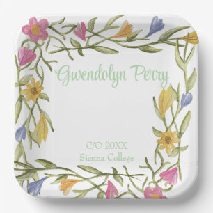 Floral Boho College Graduation Party Paper Plates