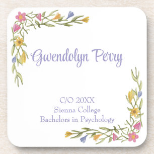 Floral Boho College Graduation Party Plastic Beverage Coaster