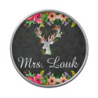 Floral Boho Deer Monogram Name Mouse Pad