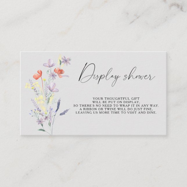 Floral Boho Display shower Enclosure Card (Front)
