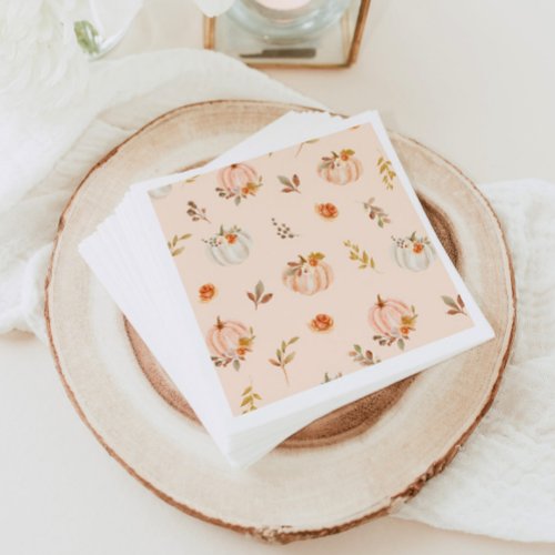 Floral boho fall little pumpkin birthday napkins