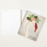 Floral Boho Flamingo White Brick Planner<br><div class="desc">A teacher planner featuring an image of a flamingo wearing a flower crown over a white brick background.  Personalize the text.</div>