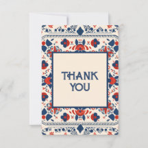 Floral boho folk art design Red White and Blue