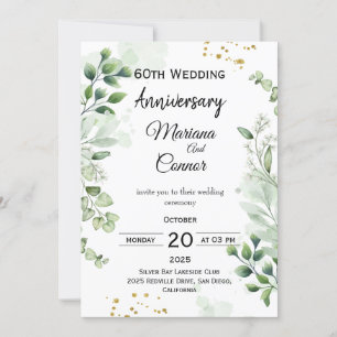 Floral Boho Greenery Wedding Anniversary  Invitation