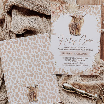 Floral Boho Highland Cow Calf Baby Shower Invitati Invitation by figtreedesign at Zazzle