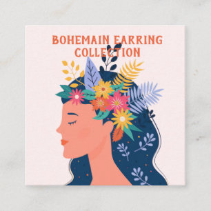 Floral boho illustration Earing Display card