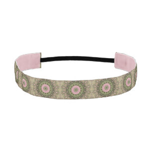Floral Boho Kaleidoscope, Pink Green Brown Athletic Headband