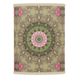 Floral Boho Kaleidoscope, Pink Green Brown Lamp Shade