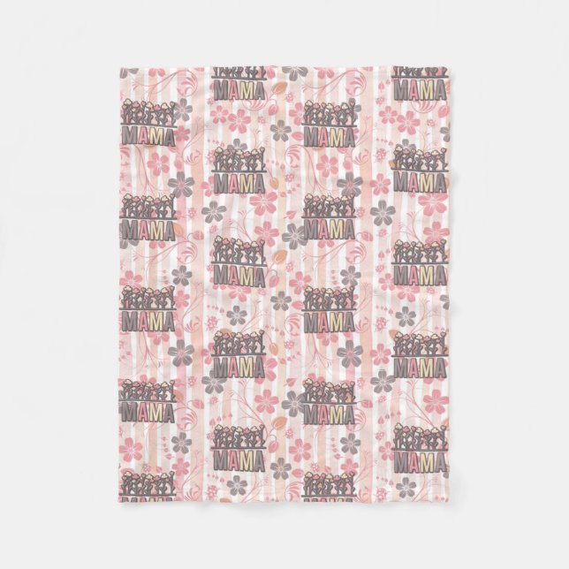 Floral Boho Mama Fleece Blanket (Front)