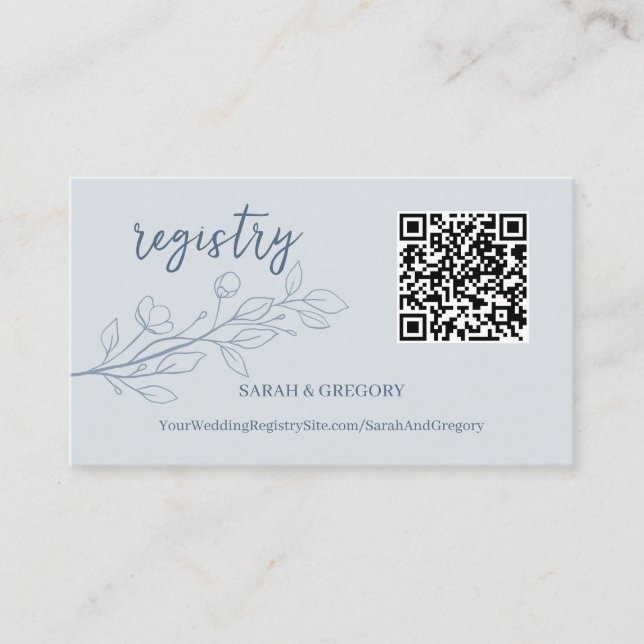Floral Boho Minimalist Wedding QR Registry Cards (Front)