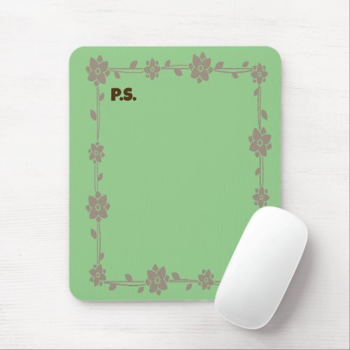 Floral Boho Monogram Brown  Mouse Pad