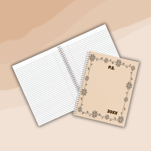 Floral Boho Monogram Brown  Notebook