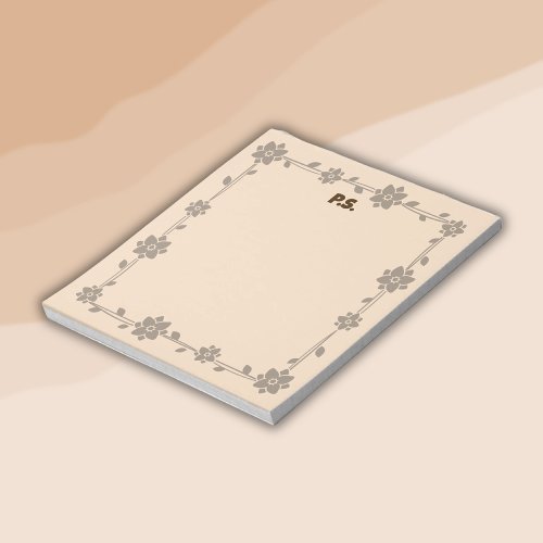 Floral Boho Monogram Brown  Notepad