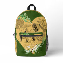 Floral Boho Mushrooms and Frogs Monogram