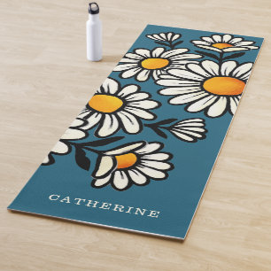 Floral Boho Pattern Custom Name Yoga Mat