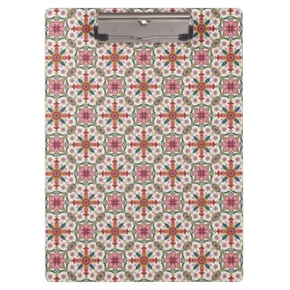 Floral Boho Pattern in Red, Pink & Teal Clipboard