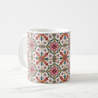 Floral Boho Pattern in Red, Pink & Teal Coffee Mug