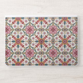 Floral Boho Pattern in Red, Pink & Teal HP Laptop Skin