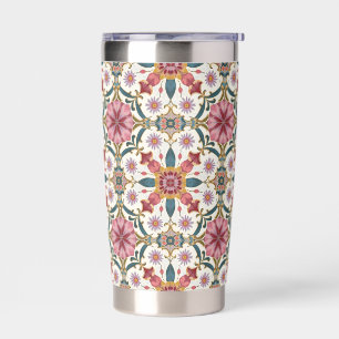 Floral Boho Pattern in Red, Pink & Teal Insulated Tumbler