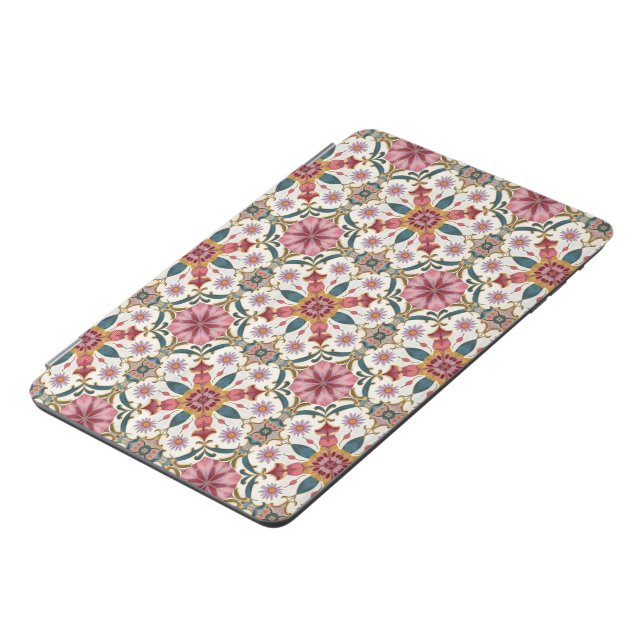 Floral Boho Pattern in Red, Pink & Teal iPad Mini Cover (Side)