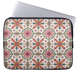 Floral Boho Pattern in Red, Pink & Teal Laptop Sleeve