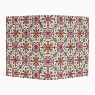 Floral Boho Pattern in Red, Pink & Teal Mini Binder