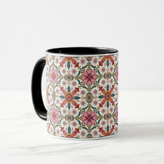 Floral Boho Pattern in Red, Pink & Teal Mug