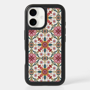 Floral Boho Pattern in Red, Pink & Teal iPhone 16 Case
