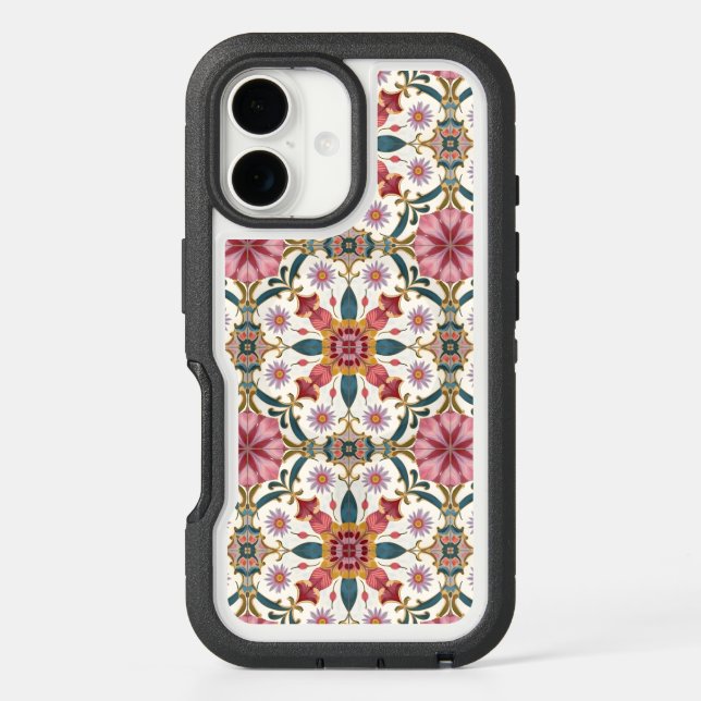 Floral Boho Pattern in Red, Pink & Teal Otterbox iPhone Case (Back)