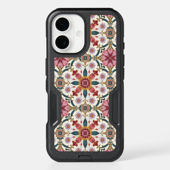 Floral Boho Pattern in Red, Pink & Teal Otterbox iPhone Case (Back)