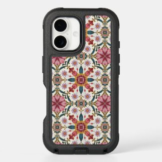 Floral Boho Pattern in Red, Pink & Teal Otterbox iPhone Case