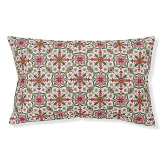 Floral Boho Pattern in Red, Pink & Teal Pet Bed