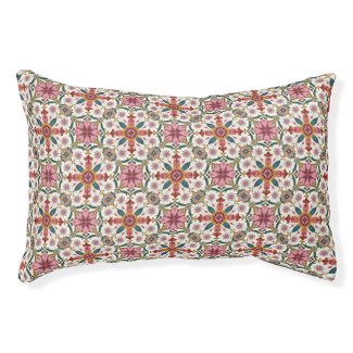 Floral Boho Pattern in Red, Pink & Teal Pet Bed