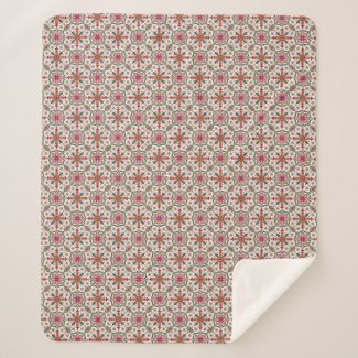 Floral Boho Pattern in Red, Pink & Teal Sherpa Blanket