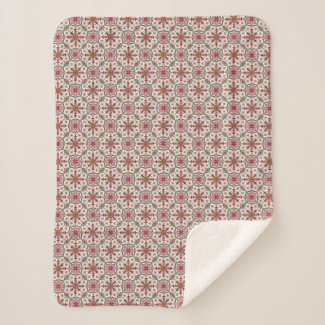 Floral Boho Pattern in Red, Pink & Teal Sherpa Blanket