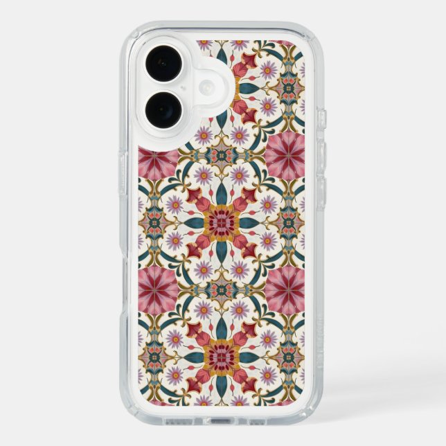 Floral Boho Pattern in Red, Pink & Teal Speck iPhone Case (Front)