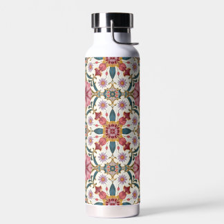 Floral Boho Pattern in Red, Pink & Teal Water Bottle