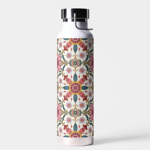 Floral Boho Pattern in Red, Pink &amp; Teal Water Bottle