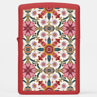 Floral Boho Pattern in Red, Pink & Teal Zippo Lighter