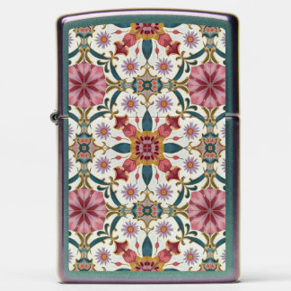 Floral Boho Pattern in Red, Pink & Teal Zippo Lighter