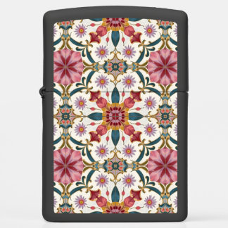 Floral Boho Pattern in Red, Pink & Teal Zippo Lighter