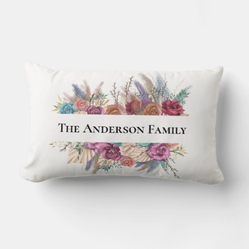 Floral Boho Personalized Trendy Gift Lumbar Pillow